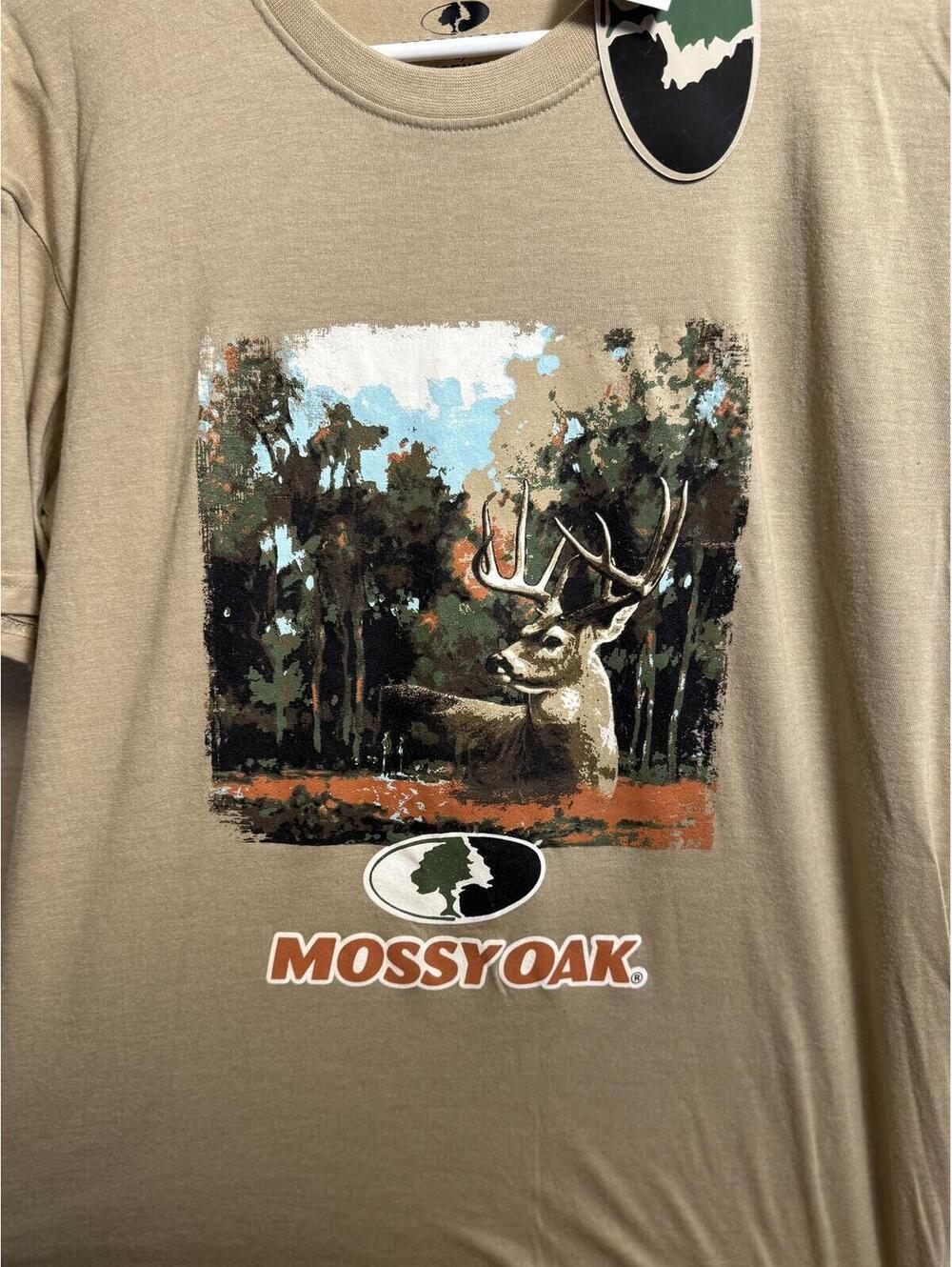 Mossy Oak Staghorn River Graphic T-Shirt. Tan. Size Medium